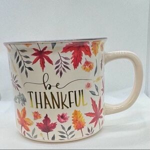 Large ceramic Be Thankful Autumn Leaves Coffee Mug